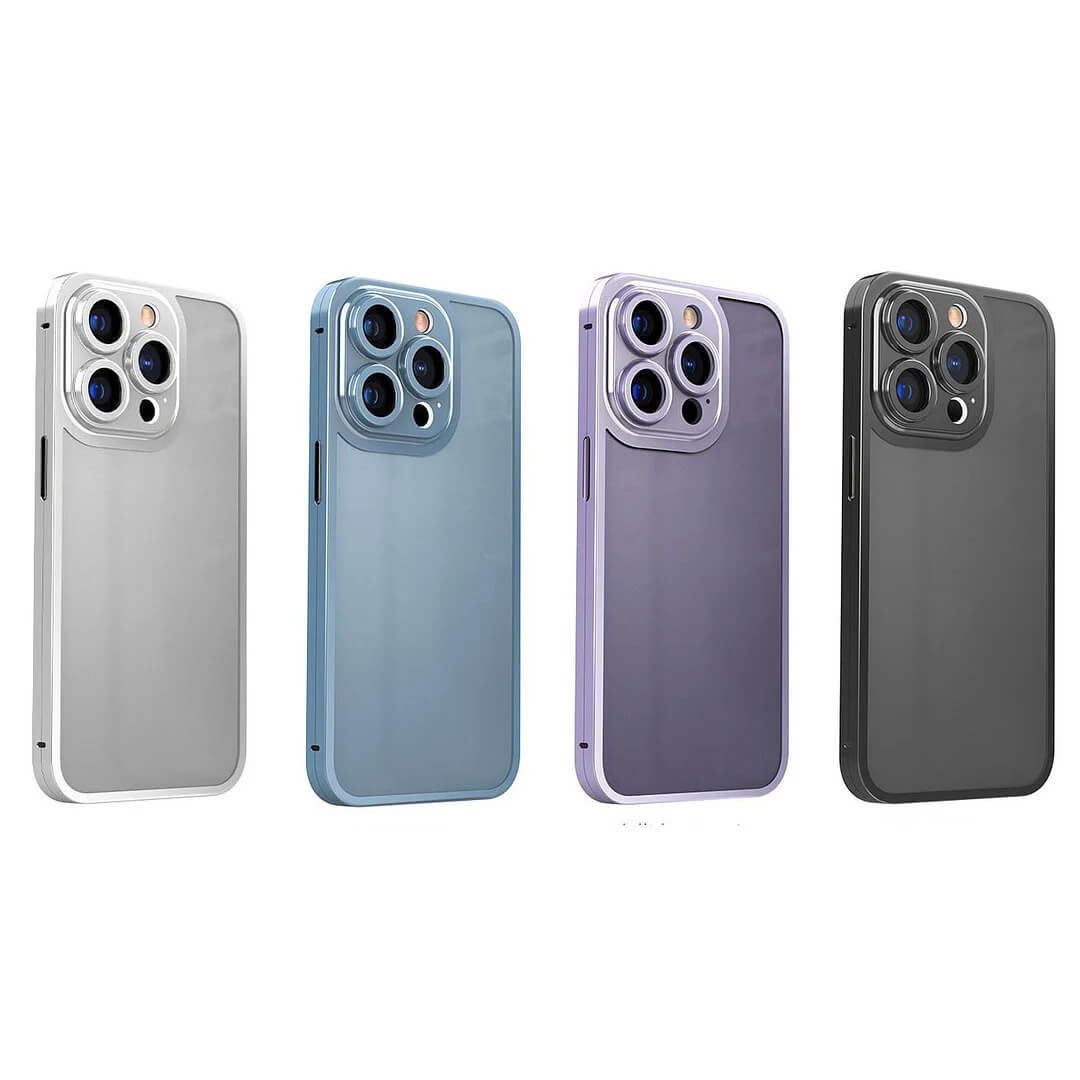 Sumoravibe - Custodia per telefono in lega di titanio con vetro a doppia faccia e copertura completa