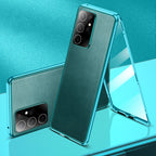 Sumoravibe - Custodia magnetica bifacciale in pelle + vetro per Samsung S23 Ultra