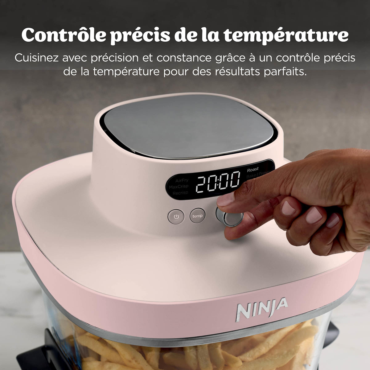 Air Fryer en verre Crispi Pro 7-en-1, Rose Quartz
