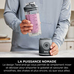 Pack Blender portable sans fil Ninja Blast Max 700 ml Gris et Ventilateur portable avec brume Shark FlexBreeze HydroGo Gris