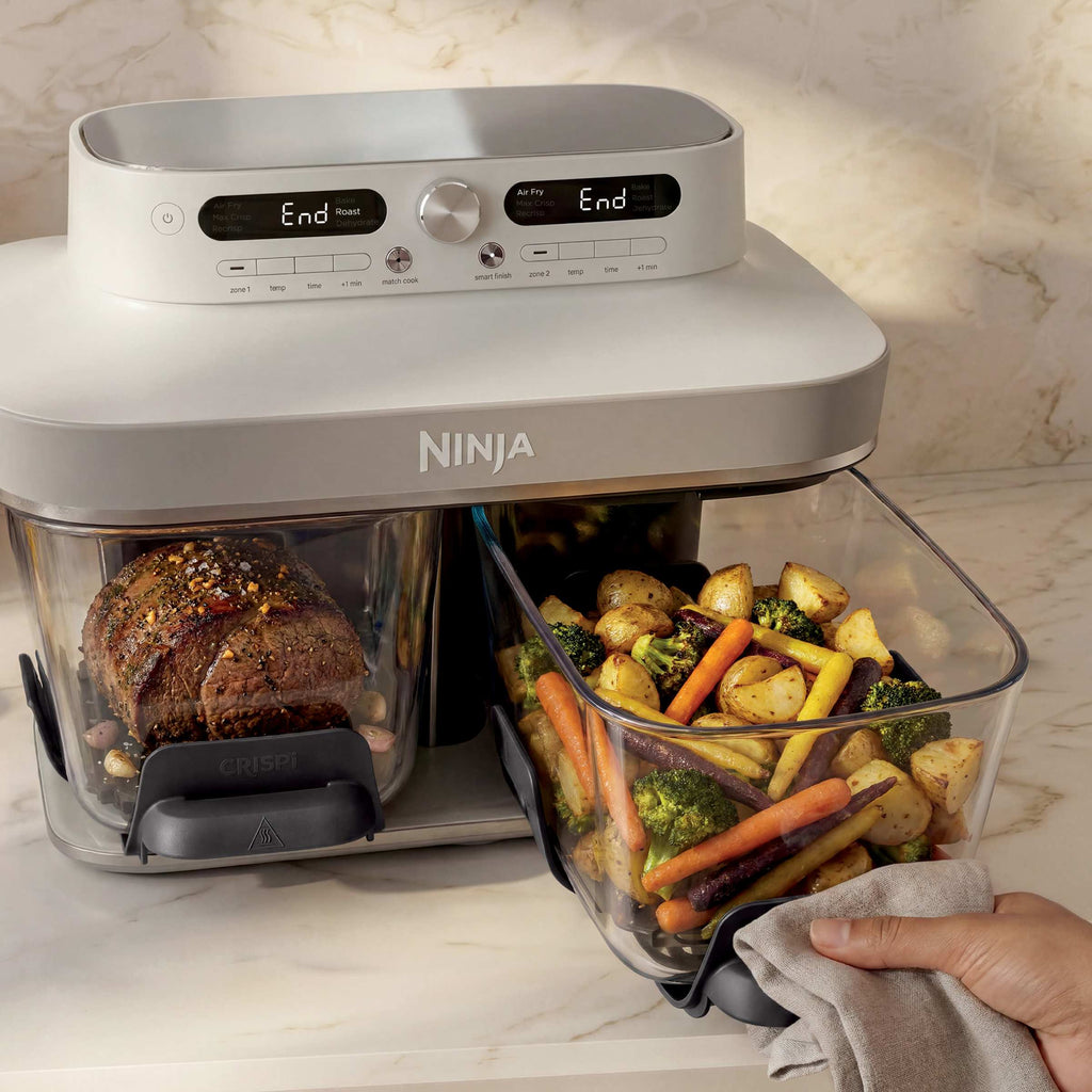 Air fryer en verre avec 8 modes CRISPi DualZone, Rose Quartz