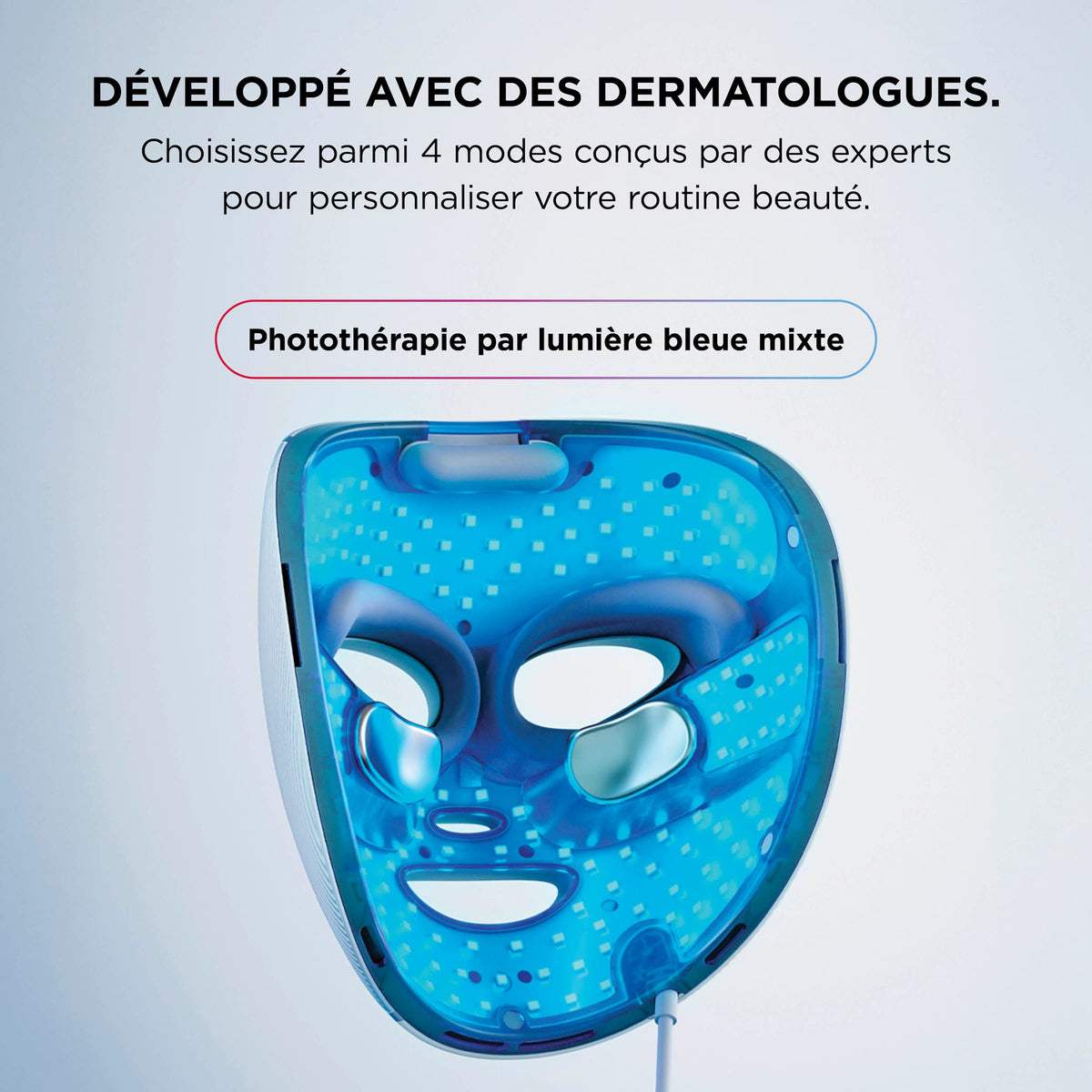 Masque LED CryoGlow + Appareil de soin FacialPro Glow + DePuffi - Bleu