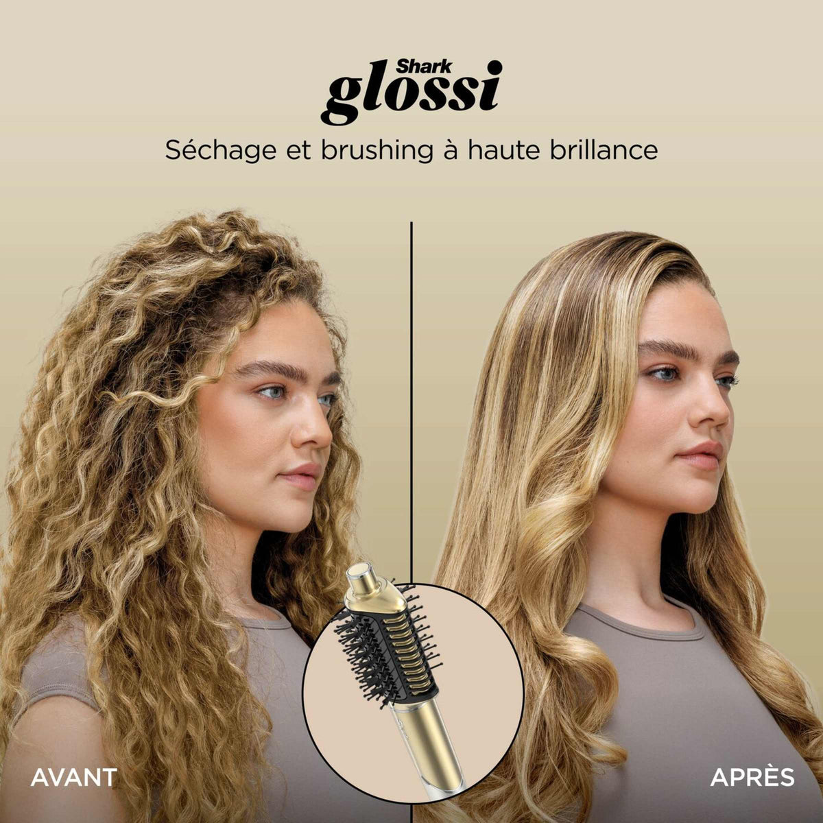 Multi-Styler premium et Sèche-Cheveux Shark Glam sur-mesure Or - 1 embout au choix