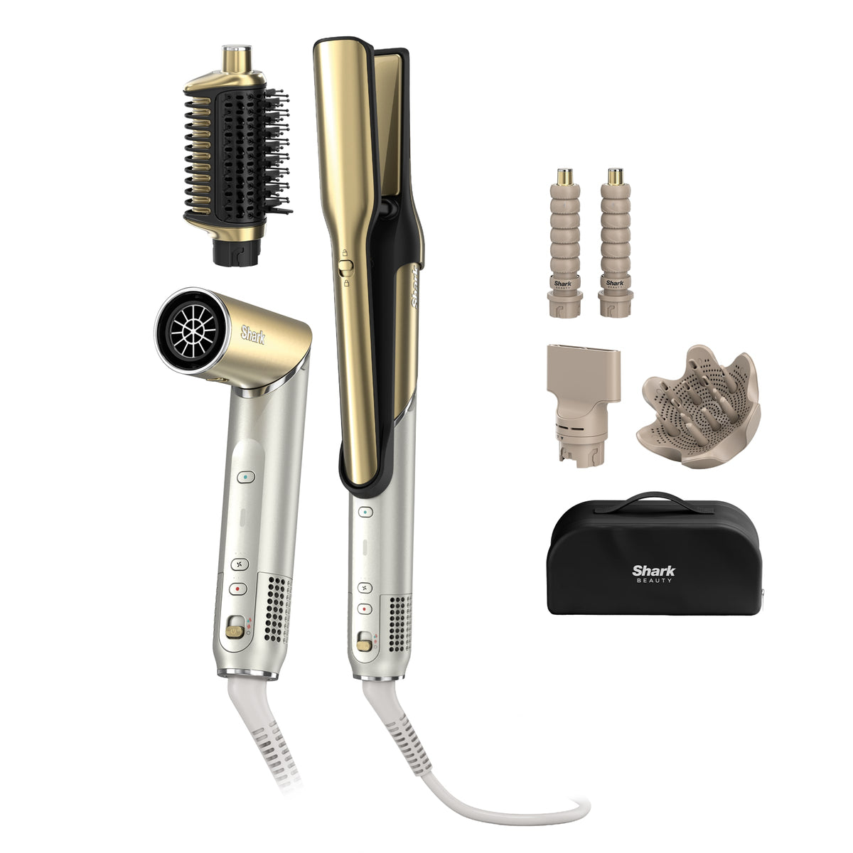 Multi-Styler premium et Sèche-Cheveux 5-en-1 avec diffuseur Shark Glam - Or