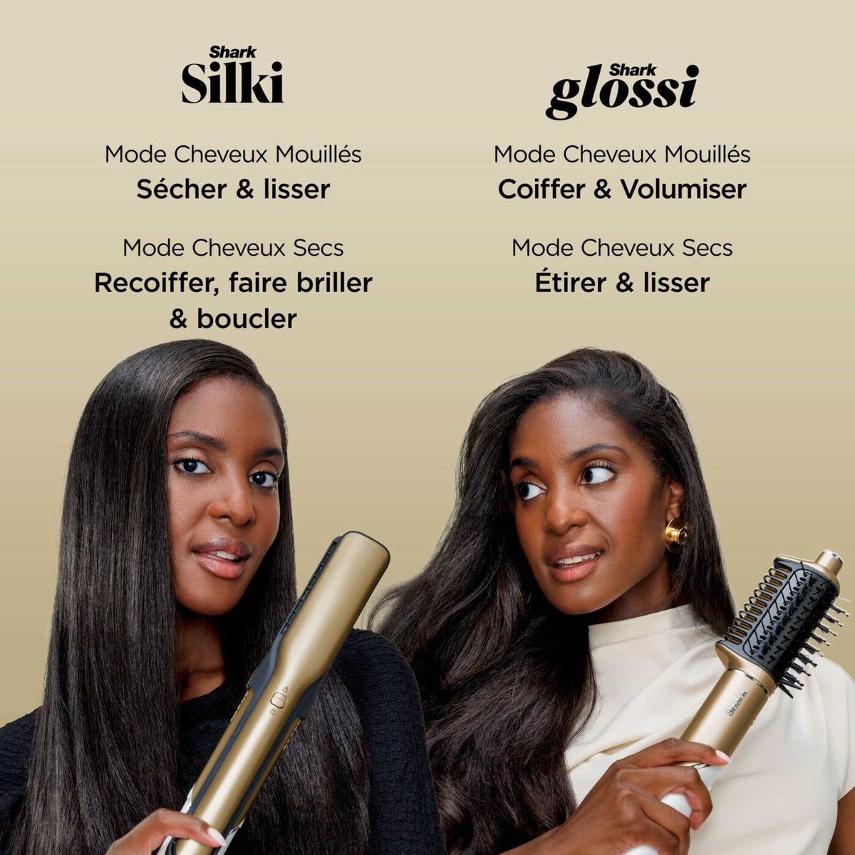 Multi-Styler premium et Sèche-Cheveux 5-en-1 avec diffuseur Shark Glam - Or