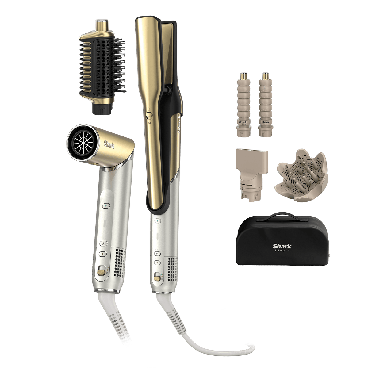 Multi-Styler premium et Sèche-Cheveux 5-en-1 avec diffuseur Shark Glam - Or