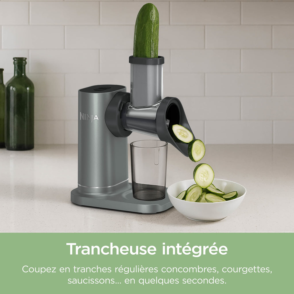 Extracteur de Jus à froid, Râpe & Trancheuse 3-en-1 Ninja NeverClog