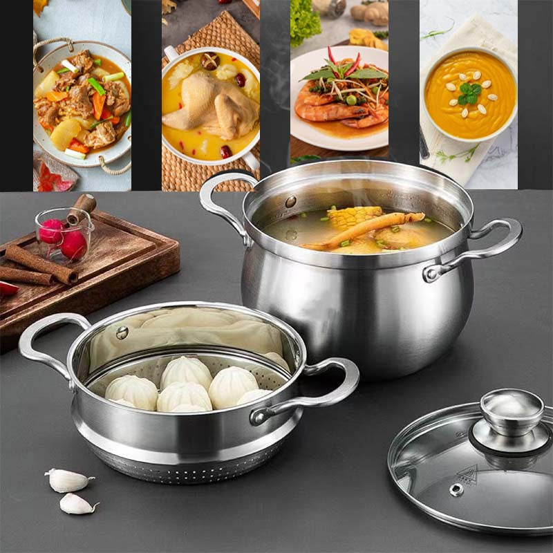 Sumoravibe - Multipurpose Large Capacity Stainless Steel Steamer Pot