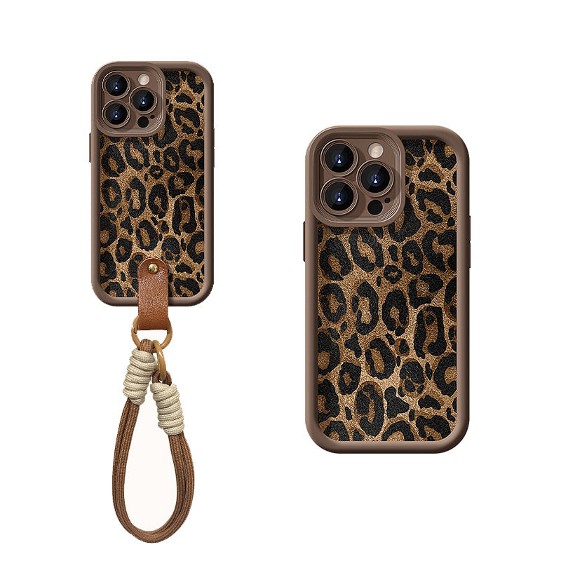 Sumoravibe - Custodia per iPhone con Stampa Leopardo e Laccetto