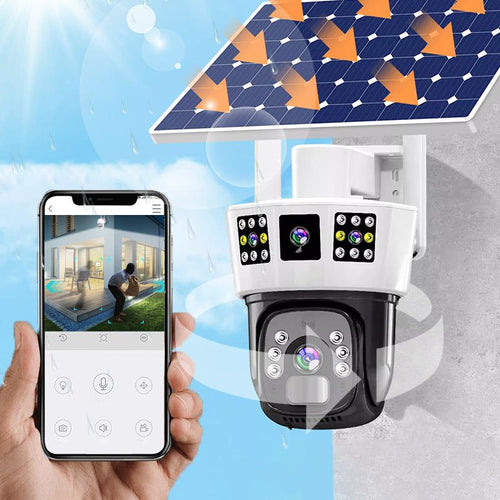 Sumoravibe - 2025🔥360° Telecamera di sorveglianza solare intelligente con monitoraggio a tre schermi✨
