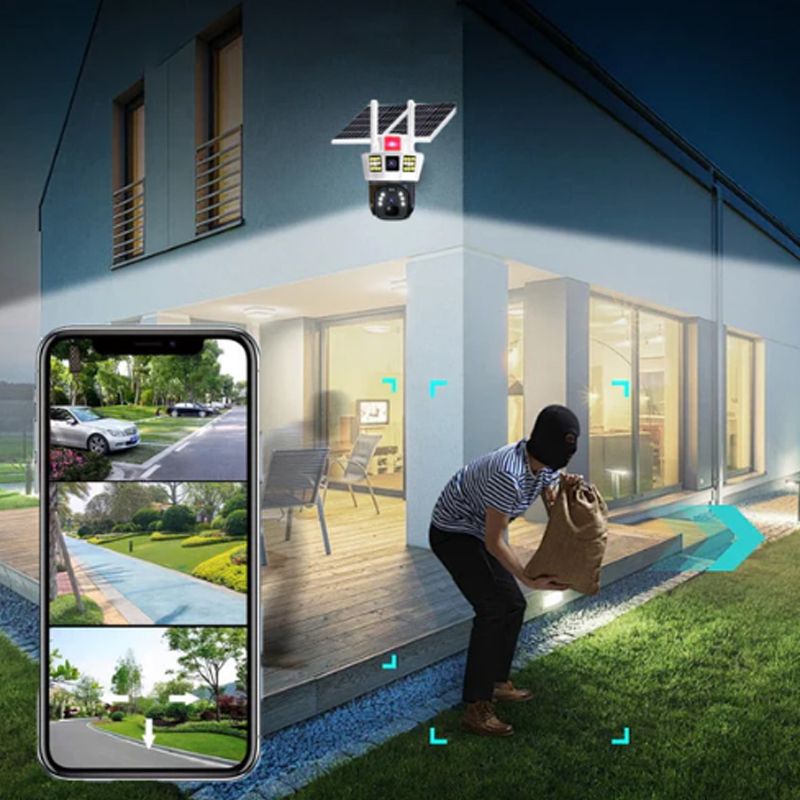 Sumoravibe - 2025🔥360° Telecamera di sorveglianza solare intelligente con monitoraggio a tre schermi✨